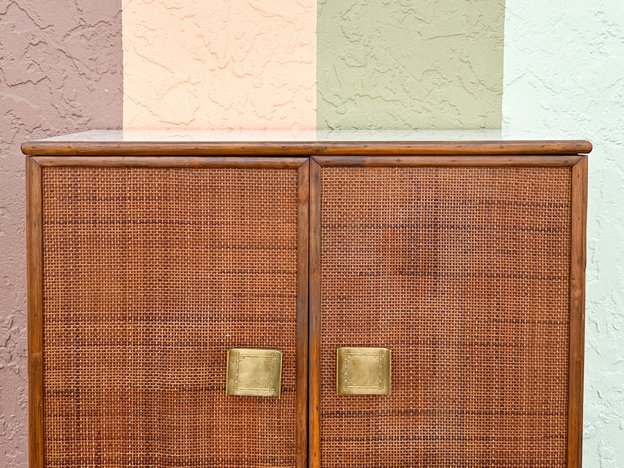 Cute Coastal Cane and Rattan Cabinet