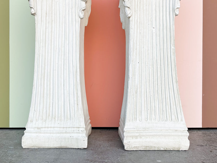 Pair of Kips Bay Show House Swag and Tassel Plaster Pedestals