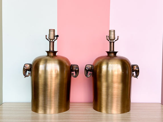 Pair of Metal Elephant Lamps