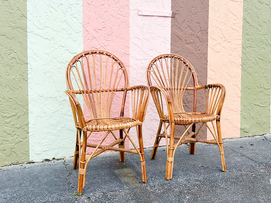 Pair of Cute Island Style Rattan Chairs