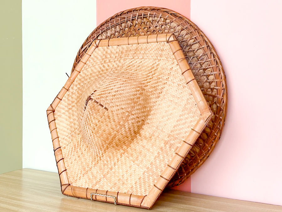 Pair of Cane and Rattan Hats