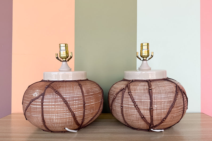 Pair of Island Chic Ceramic Lamps