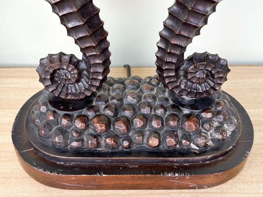 Pair of Metal and Resin Seahorse Lamps