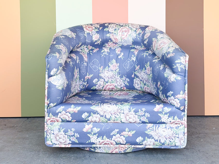 Chinoiserie Chic Upholstered Swivel Chair