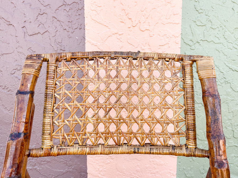 Set of Four Bamboo and Cane Folding Chairs