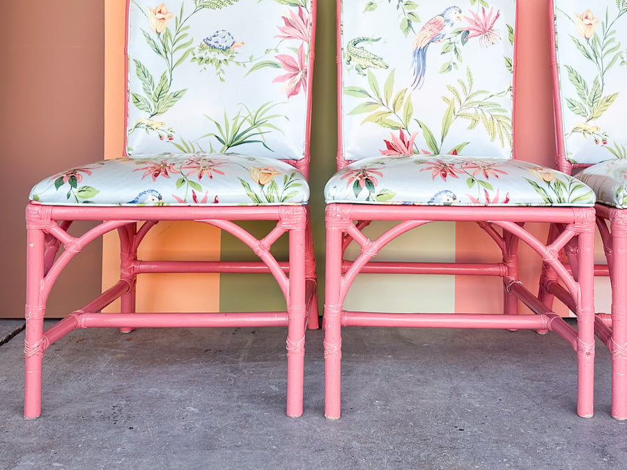 Set of Four McGuire Style Rattan Dining Chairs