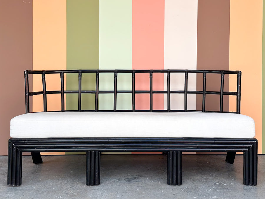 Curved Rattan Loveseat