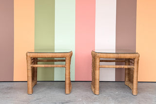 Pair of Rattan Wrapped Side Tables