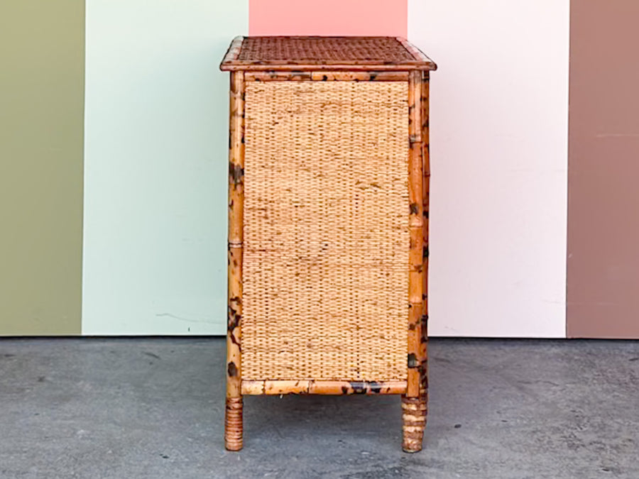 Tortoiseshell Rattan Nightstand