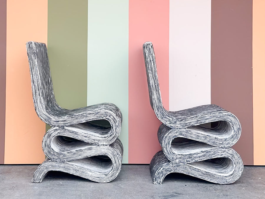 Pair of Grey Rattan Snake Chairs