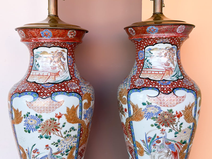 Pair of Large Chinoiserie Chic Lamps
