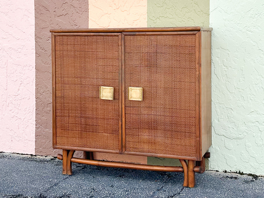 Cute Coastal Cane and Rattan Cabinet