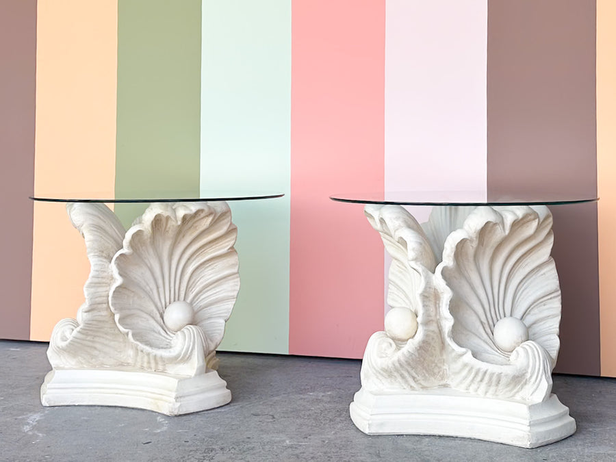 Pair of Shell Chic Plaster Side Tables