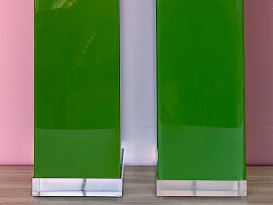 Pair of Kelly Green MCM Lucite Lamps