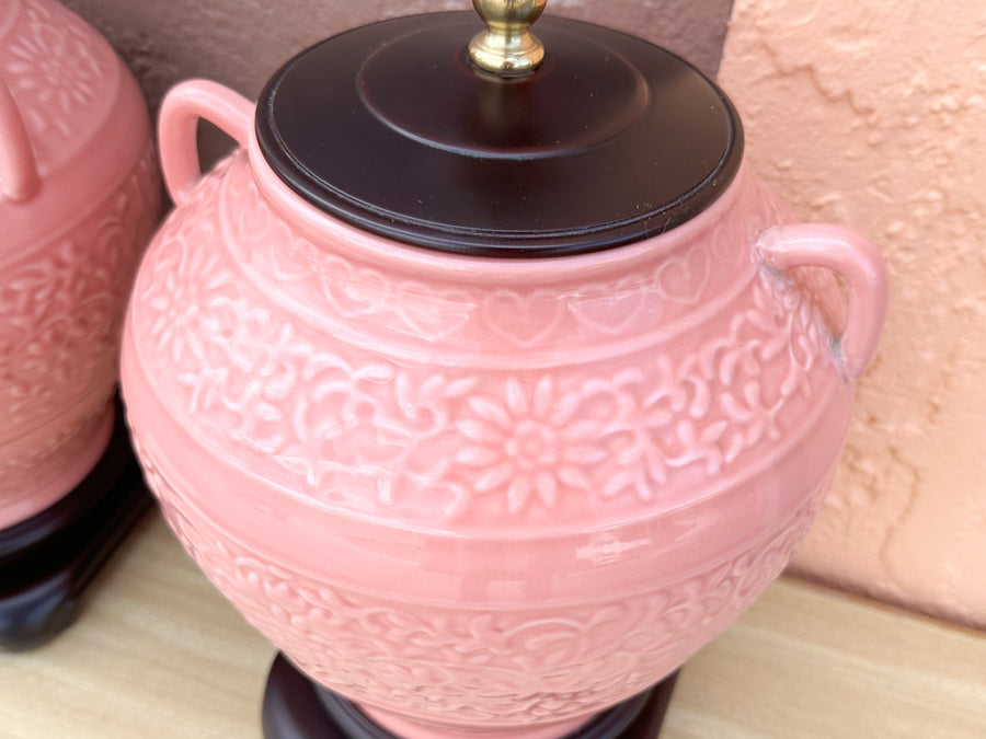 Pair of Pink Chic Chinoiserie Lamps