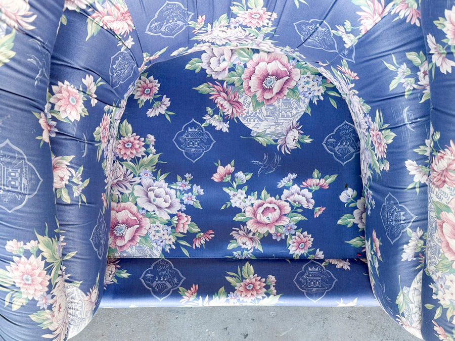 Chinoiserie Chic Upholstered Swivel Chair