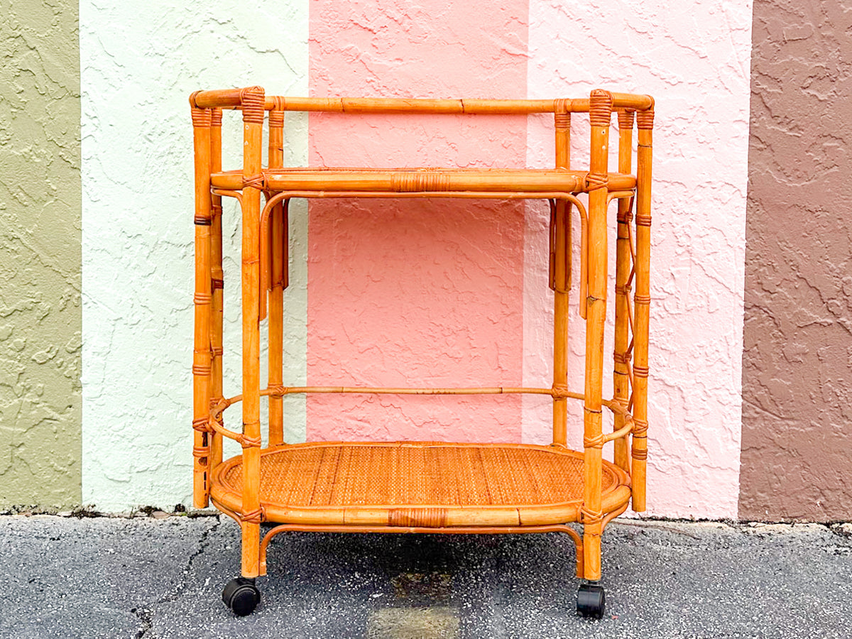 Oval Rattan Bar Cart