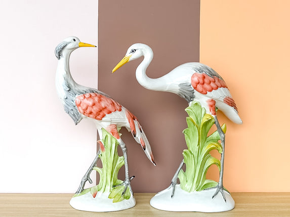 Pair of Colorful Heron Figurines
