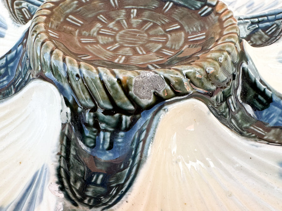 Set of Four Majolica Longchamp Oyster Plates