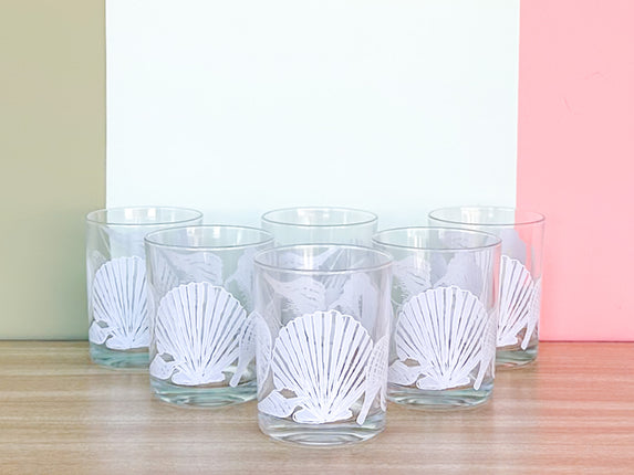 Set of Six Seashell Glassware