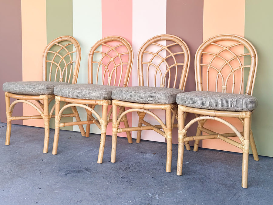 Set of Four Rattan Dining Chairs