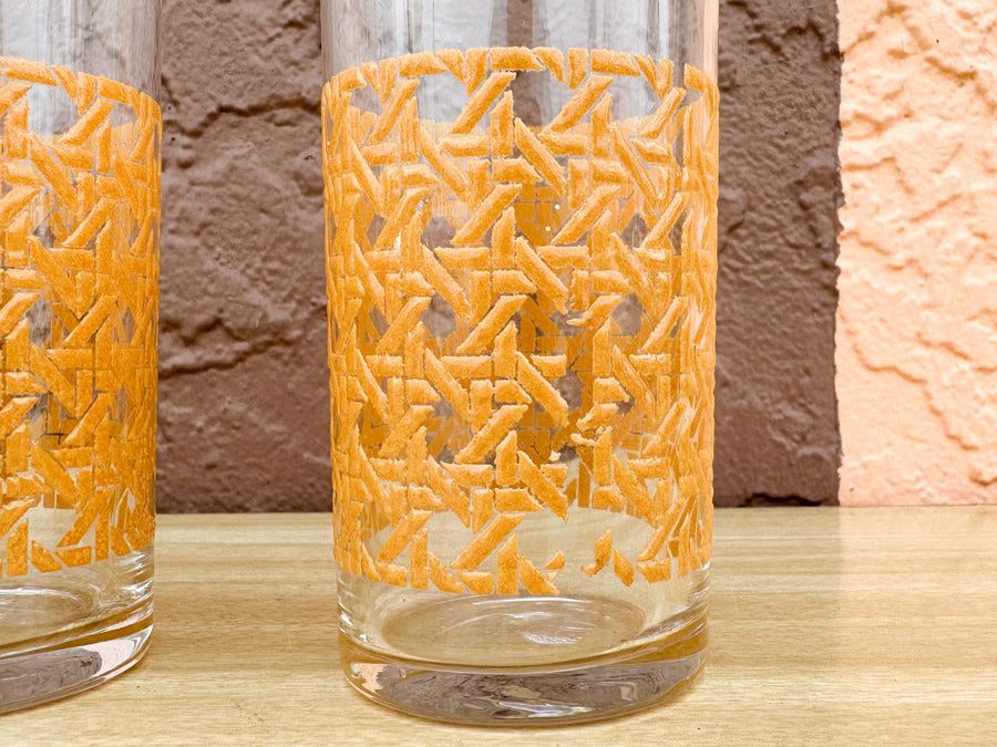 Set of Seven Faux Cane Glassware