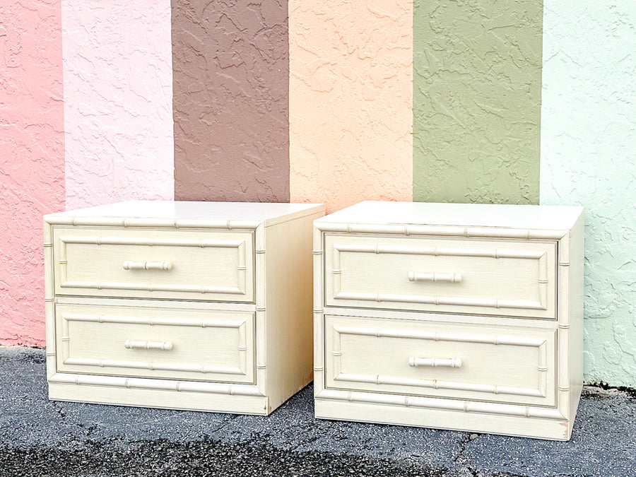 Pair of Faux Bamboo Nightstands