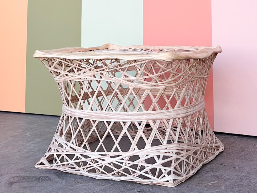 Marbled Pink Webspun Ottoman