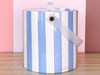 Blue and White Striped Ice Bucket