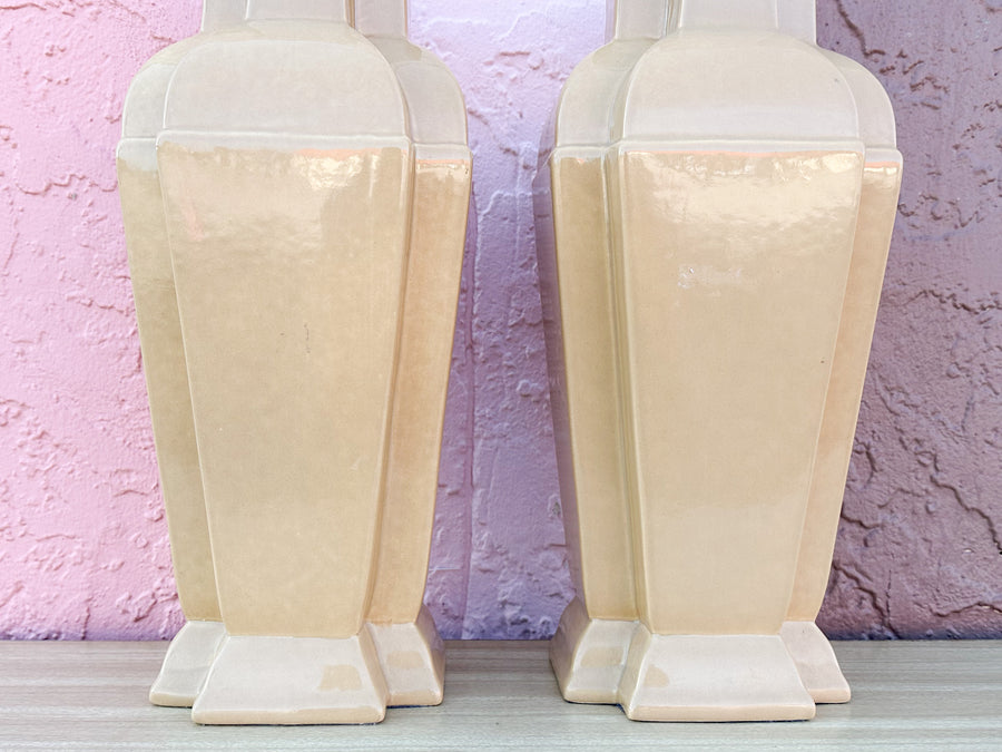 Pair of Iced Latte Ceramic Lamps
