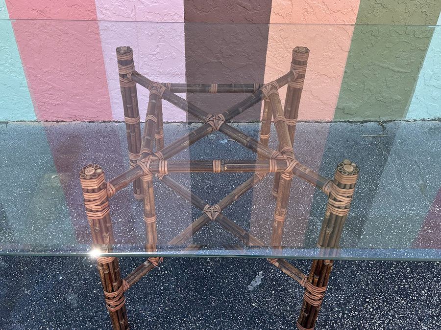 McGuire Style Rattan Dining Table