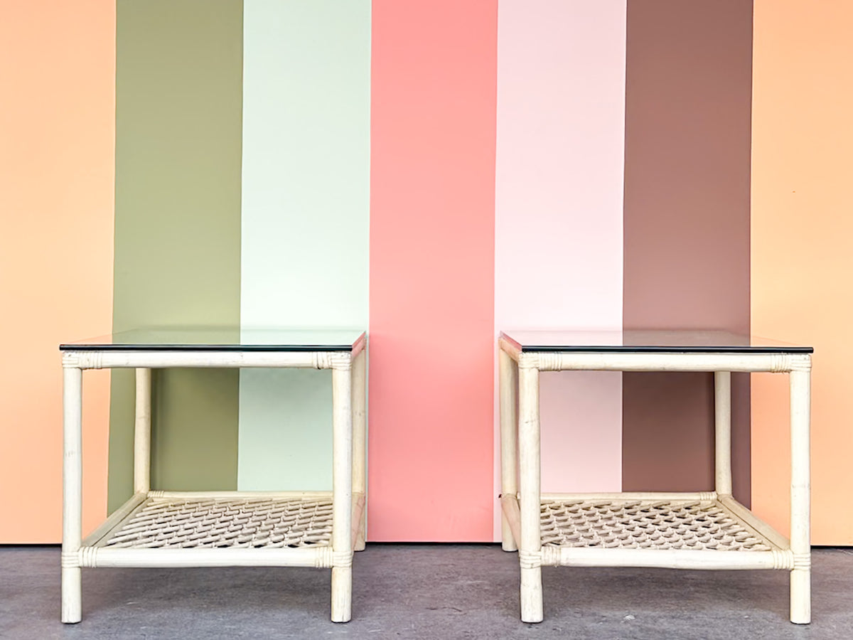 Pair of Ficks Reed Rattan Side Tables