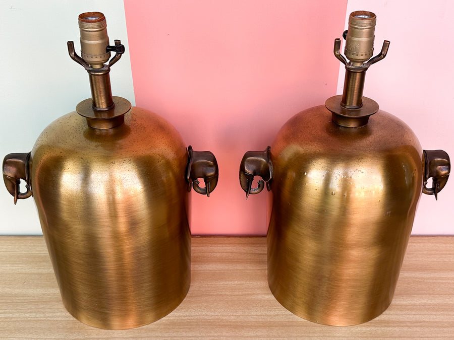 Pair of Metal Elephant Lamps