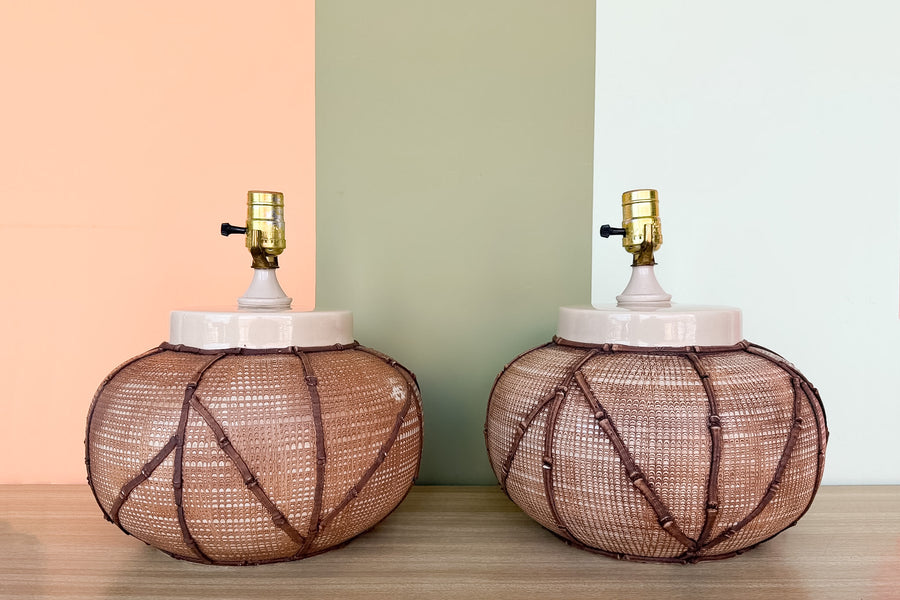 Pair of Island Chic Ceramic Lamps