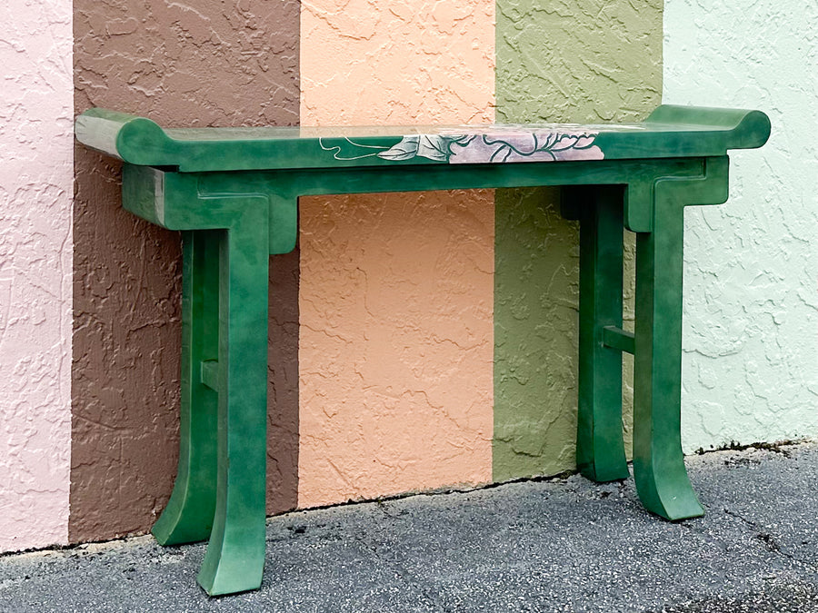 Pink and Green Lacquer Bird Console