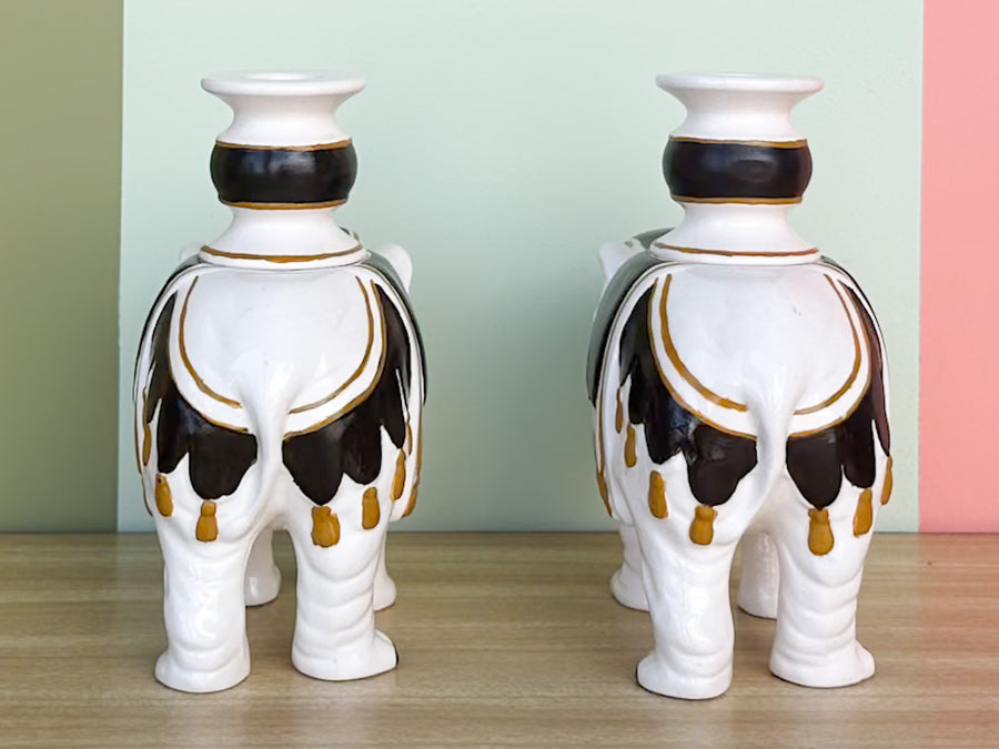 Pair of Fab Fitz and Floyd Elephant Candle Holders