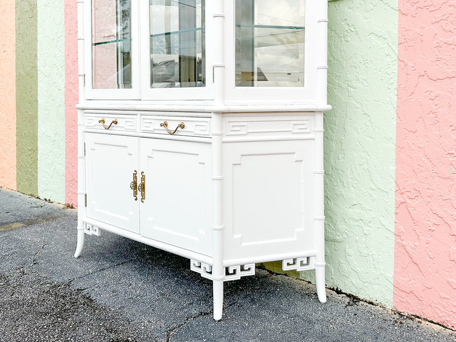 Newly Painted Faux Bamboo Greek Key Century Cabinet