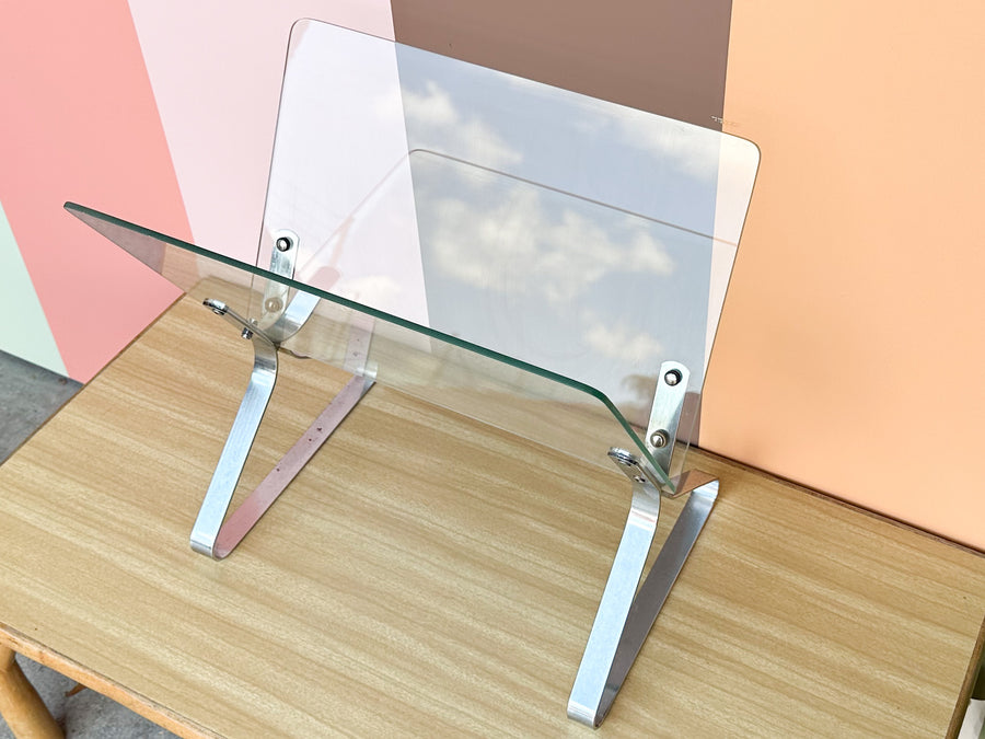 MCM Italian Chrome and Glass Magazine Rack