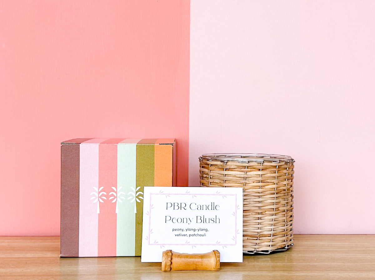 Palm Beach Regency Peony Rattan Wrapped Candle