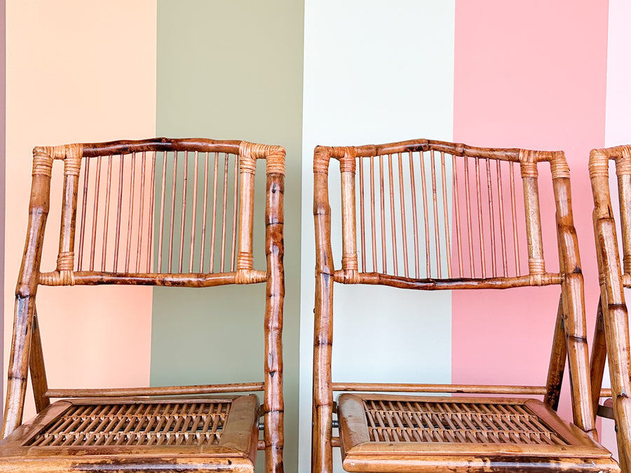Set of Four Bamboo Folding Chairs