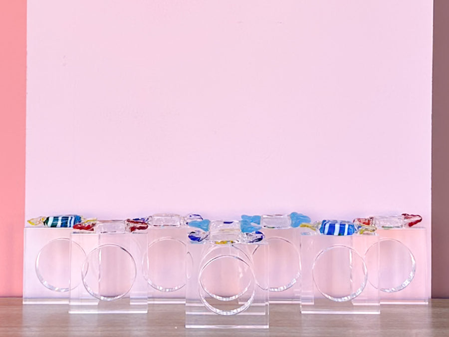 Set of Eight Murano Glass Candy Napkin Rings