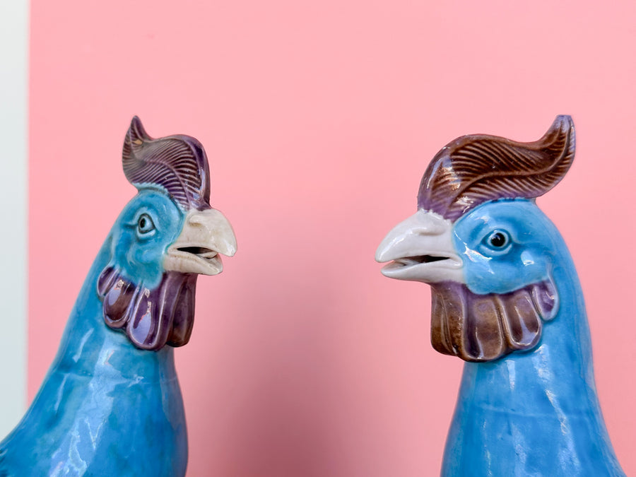 Pair of Rising Phoenix Porcelain Birds