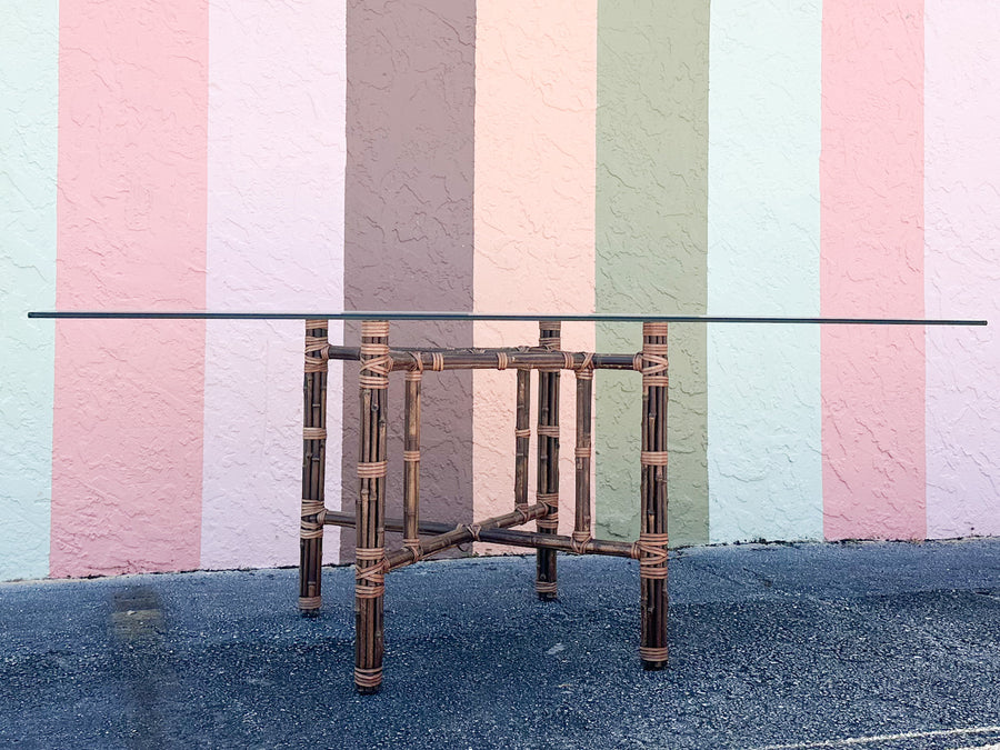 McGuire Style Rattan Dining Table