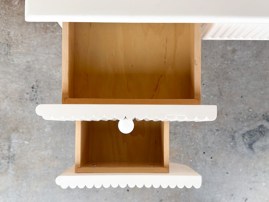 Custom Wood and Rattan Painted Desk