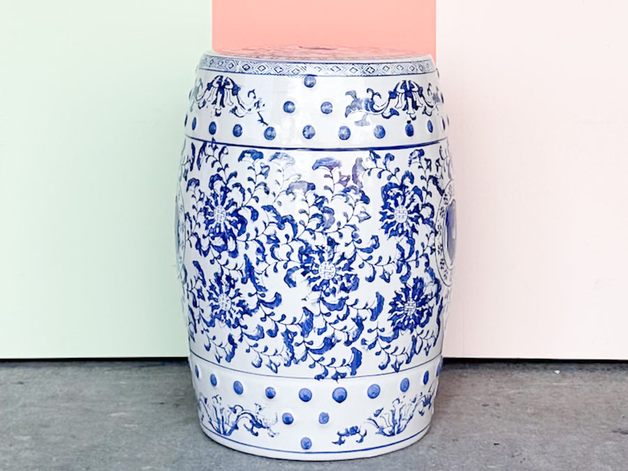 Blue and White Floral Garden Seat