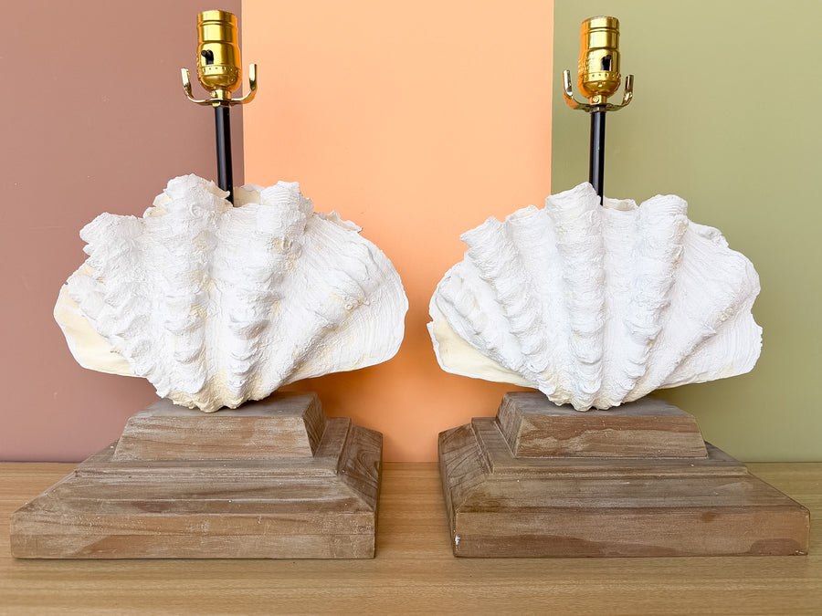 Pair of Island Chic Clam Shell Lamps