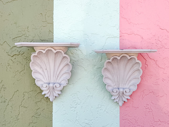 Pair of Large Shell Wall Shelves