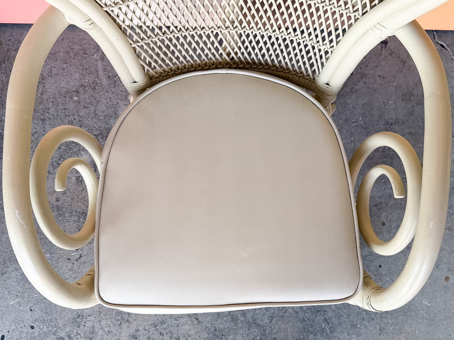 Pair of Whimsical Balloon Back Rattan Chairs