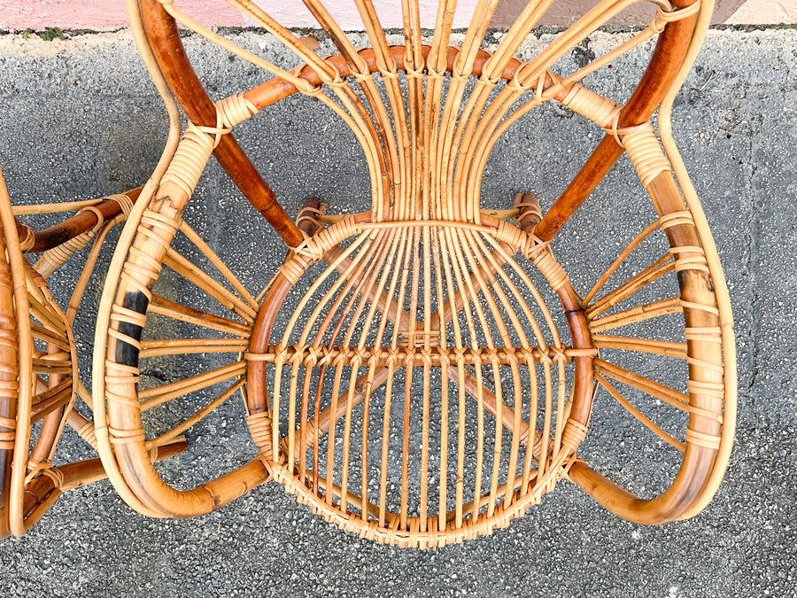 Pair of Cute Island Style Rattan Chairs