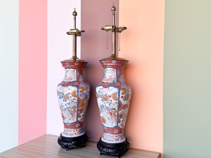 Pair of Large Chinoiserie Chic Lamps